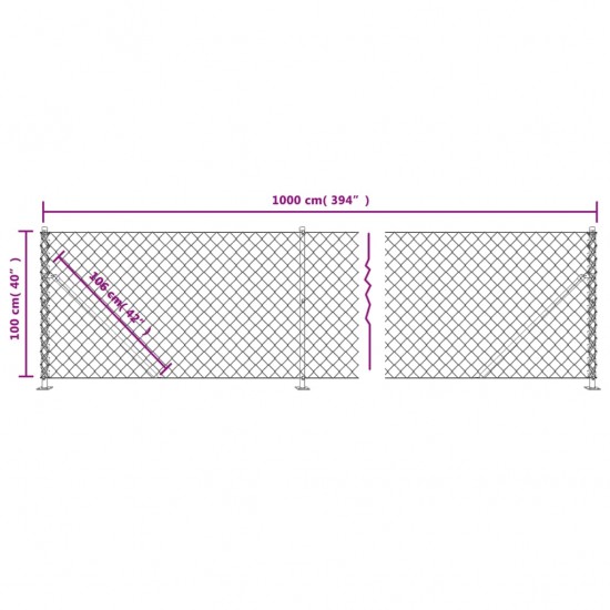 Tinklinė tvora su flanšais, sidabrinės spalvos, 1x10m