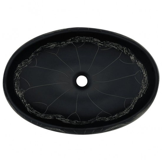 Praustuvas ant stalviršio, juodas, 59x40x15cm, keramika, ovalus