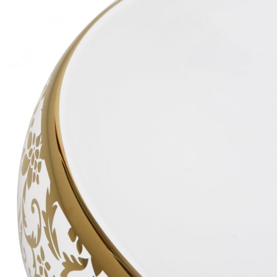 Praustuvas, baltas/auksinis, 59x40x15cm, keramika