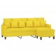 Trivietė sofa su pakoja, šviesiai geltona, 180cm, audinys
