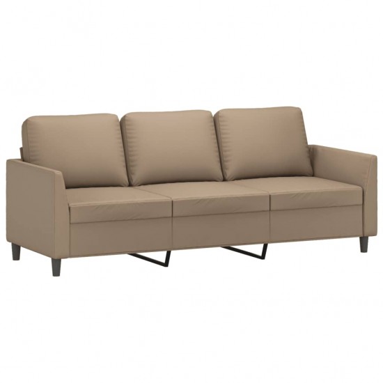 Trivietė sofa su pakoja, kapučino spalvos, 180cm, dirbtinė oda