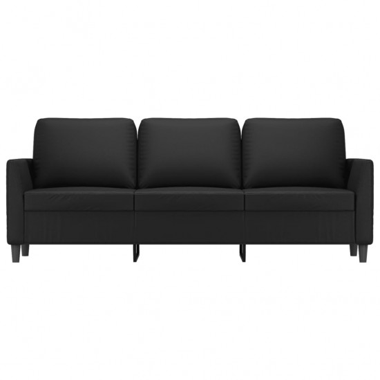 Trivietė sofa, juodos spalvos, 180cm, dirbtinė oda