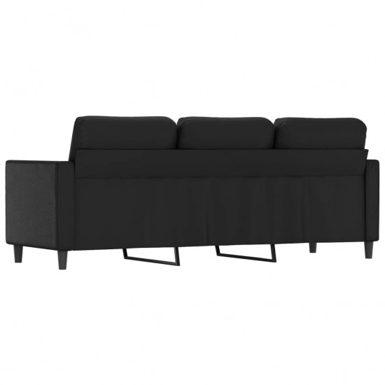 Trivietė sofa, juodos spalvos, 180cm, dirbtinė oda