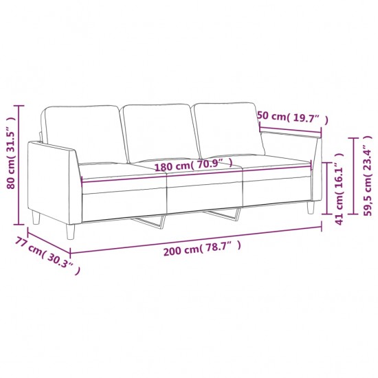 Trivietė sofa, juodos spalvos, 180cm, dirbtinė oda