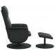 Atlošiama kėdė su pakoja, juodos spalvos, dirbtinė oda