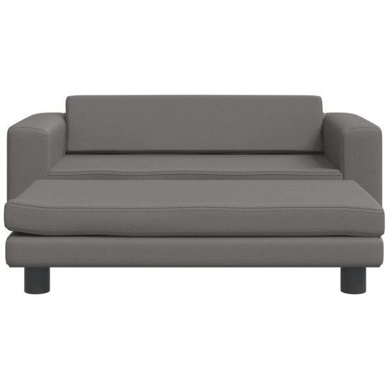 Vaikiška sofa su pakoja, pilka, 100x50x30cm, dirbtinė oda