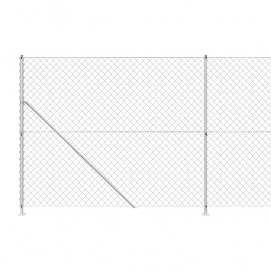 Tinklinė tvora su flanšais, sidabrinės spalvos, 1,6x10m