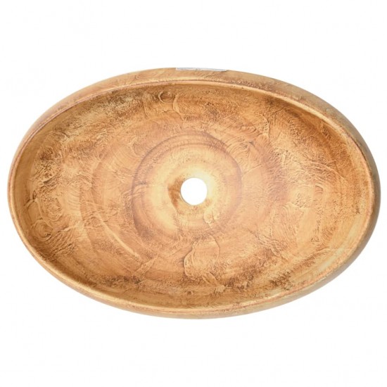Praustuvas ant stalviršio, rudas, 59x40x15cm, keramika, ovalus
