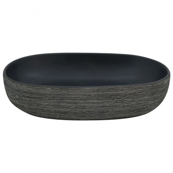 Praustuvas ant stalviršio, pilkas/juodas, keramika, ovalus