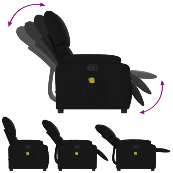 Atlošiamas masažinis krėslas, juodos spalvos, audinys