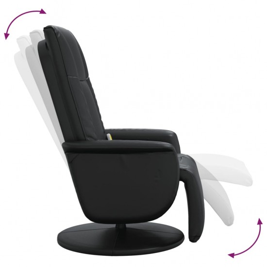 Atlošiama masažinė kėdė su pakoja, juodos spalvos, dirbtinė oda