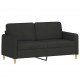 Dvivietė sofa su pagalvėlėmis, juodos spalvos, 140cm, audinys