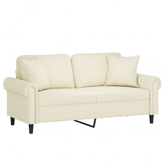 Dvivietė sofa su pagalvėlėmis, kreminės spalvos, 140cm, aksomas