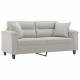 Dvivietė sofa su pagalvėmis, pilka, 140cm, mikropluošto audinys