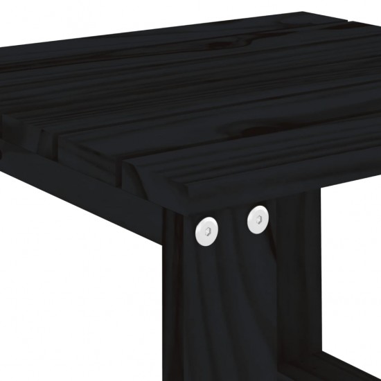 Šoninis sodo staliukas, juodas, 40x38x28,5cm, pušies masyvas