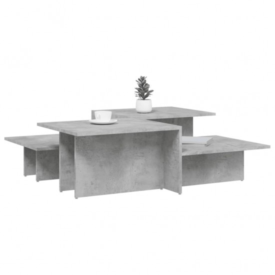 Kavos staliukai, 2vnt., betono pilkos spalvos, apdirbta mediena