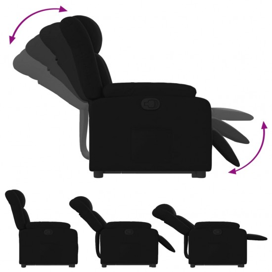 Atsistojantis atlošiamas krėslas, juodos spalvos, audinys