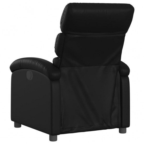 Elektrinis atlošiamas krėslas, juodos spalvos, dirbtinė oda