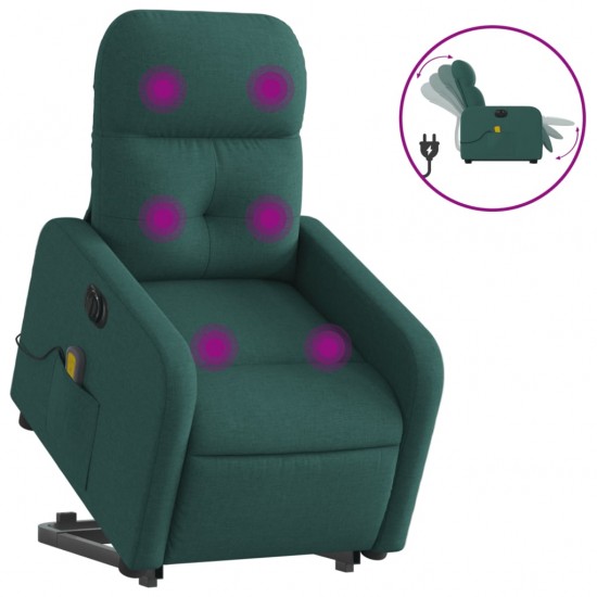 Atsistojantis masažinis krėslas, tamsiai žalias, audinys