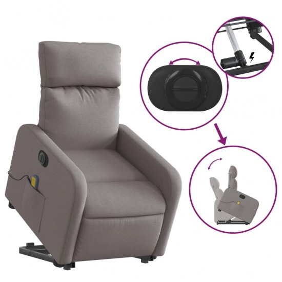 Atsistojantis elektrinis masažinis krėslas, taupe, audinys