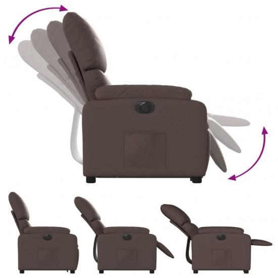 Atsistojantis elektrinis krėslas, rudas, dirbtinė oda