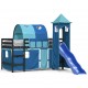 Aukšta vaikiška lova su bokštu, mėlyna, 90x190cm, pušis