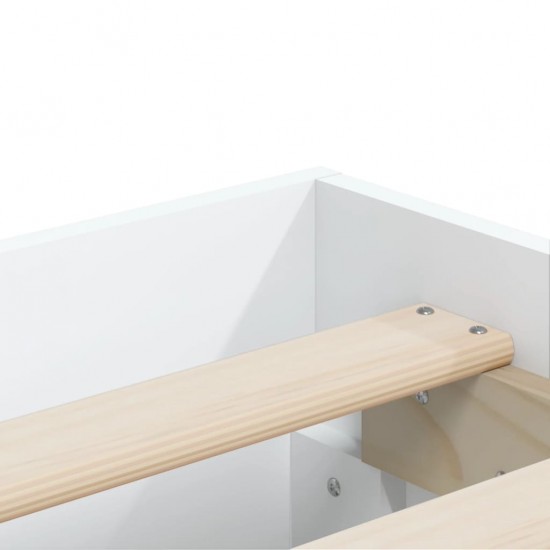 Lovos rėmas su stalčiais, baltas, 150x200cm, apdirbta mediena