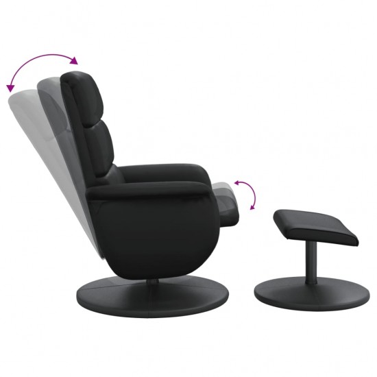 Atlošiama kėdė su pakoja, juodos spalvos, dirbtinė oda