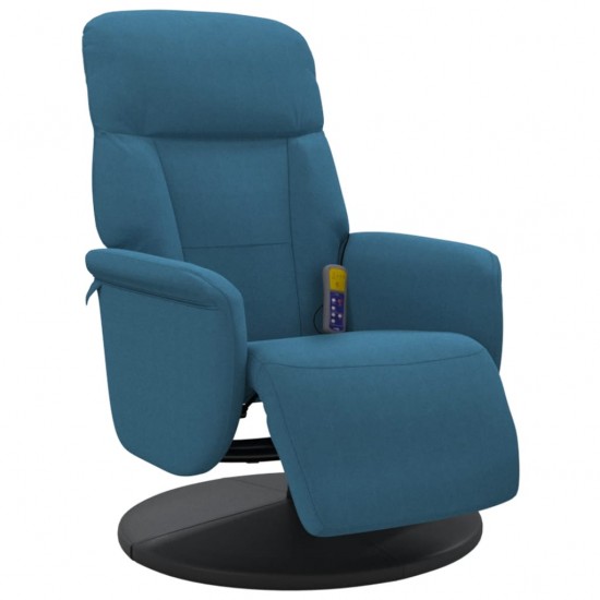 Atlošiama masažinė kėdė su pakoja, mėlynos spalvos, aksomas