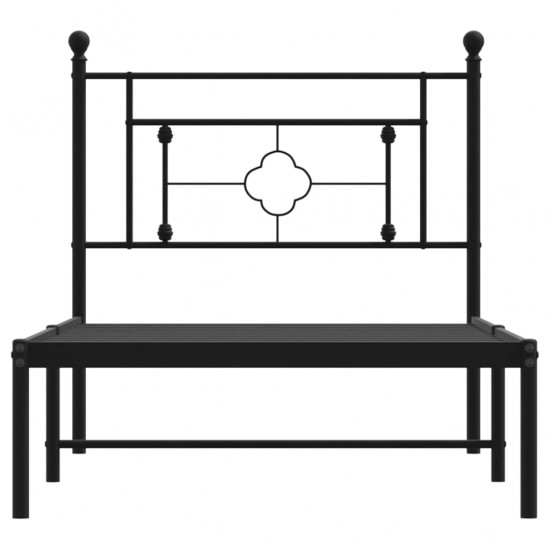 Metalinis lovos rėmas su galvūgaliu, juodos spalvos, 100x190cm