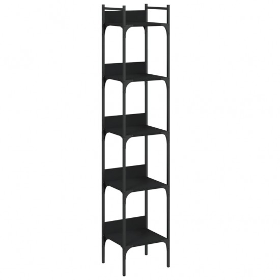 Knygų lentyna, 5 aukštų, juoda, 35x30x174cm, apdirbta mediena