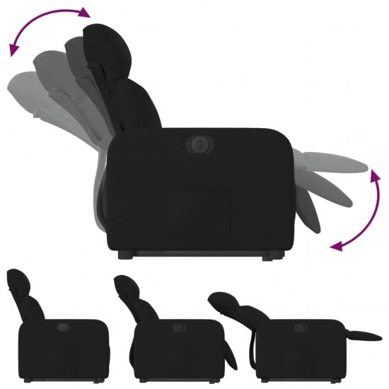 Elektrinis atsistojantis atlošiamas krėslas, juodas, audinys