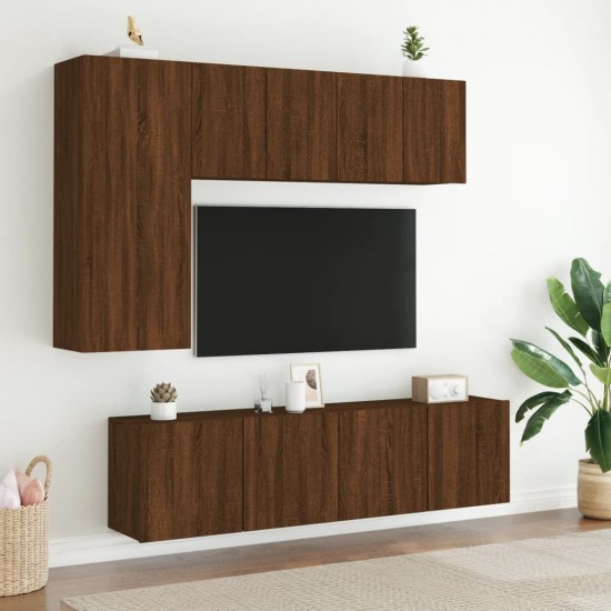 Sieninės TV spintelės, 2vnt., rudos ąžuolo, 60x30x41cm
