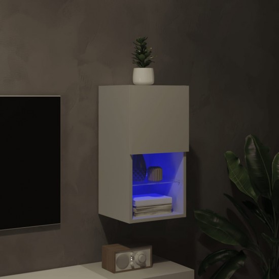 TV spintelė su LED lemputėmis, baltos spalvos, 30,5x30x60cm