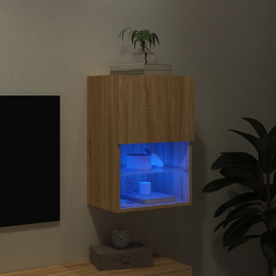 TV spintelė su LED lemputėmis, ąžuolo spalvos, 40,5x30x60cm