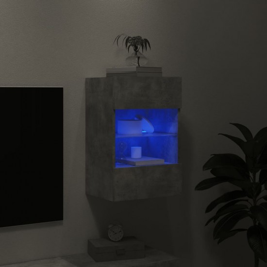 Sieninė TV spintelė su LED lemputėmis, betono, 40x30x60,5cm