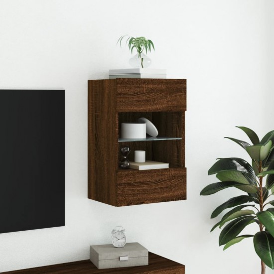 Sieninė TV spintelė su LED lemputėmis, ruda, 40x30x60,5cm