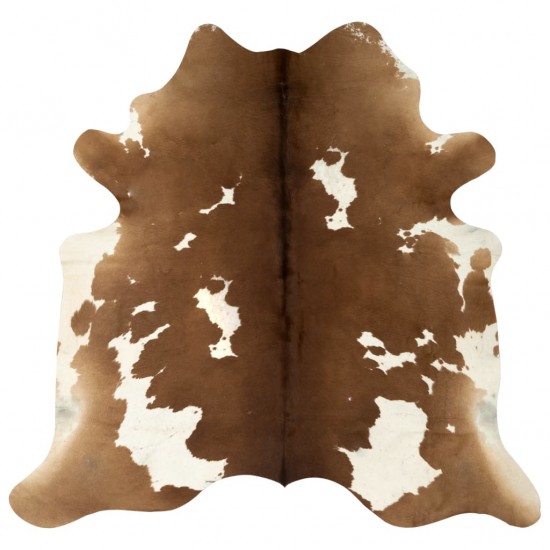 Tikros karvės odos kilimas, rudos ir baltos spalvos, 180x220cm