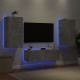 Sieninės TV spintelės su LED lemputėmis, 3 dalių, betono pilkos