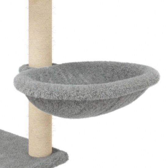 Draskyklė katėms su stovais iš sizalio, šviesiai pilka, 153cm