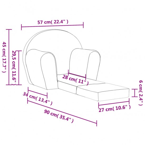 Vaikiška sofa-lova, mėlynos spalvos, minkštas pliušas