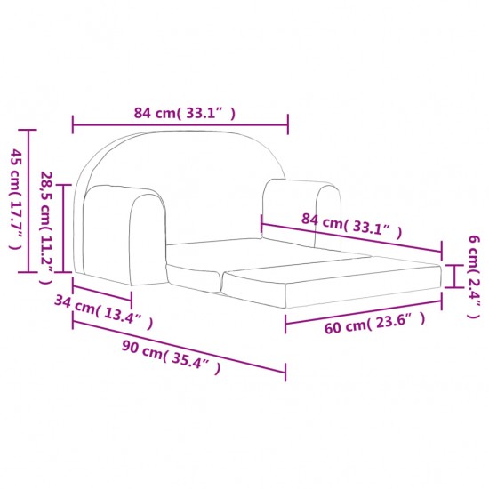 Vaikiška dvivietė sofa-lova, pilka, pliušas, su žvaigždėmis