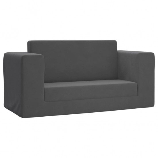 Vaikiška dvivietė sofa-lova, antracito, minkštas pliušas