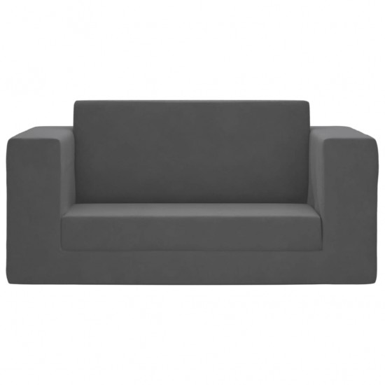 Vaikiška dvivietė sofa-lova, antracito, minkštas pliušas