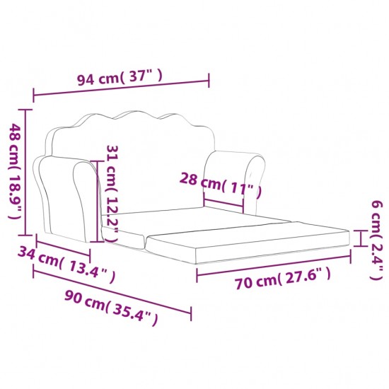 Vaikiška dvivietė sofa-lova, mėlynos spalvos, minkštas pliušas