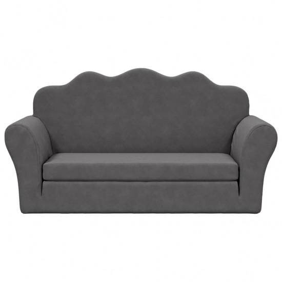 Vaikiška dvivietė sofa-lova, antracito, minkštas pliušas