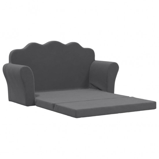 Vaikiška dvivietė sofa-lova, antracito, minkštas pliušas