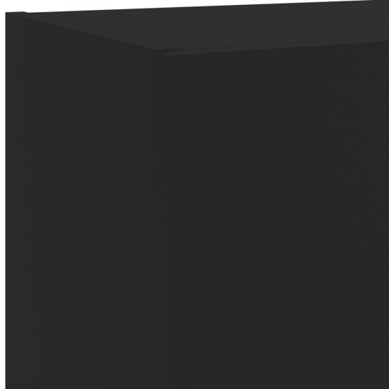 Sieninė TV sekcija su LED, 5 dalių, juoda, apdirbta mediena