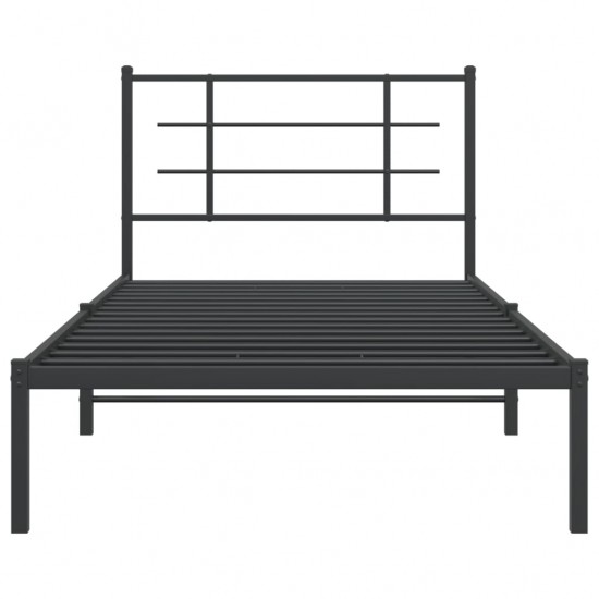 Metalinis lovos rėmas su galvūgaliu, juodos spalvos, 107x203cm