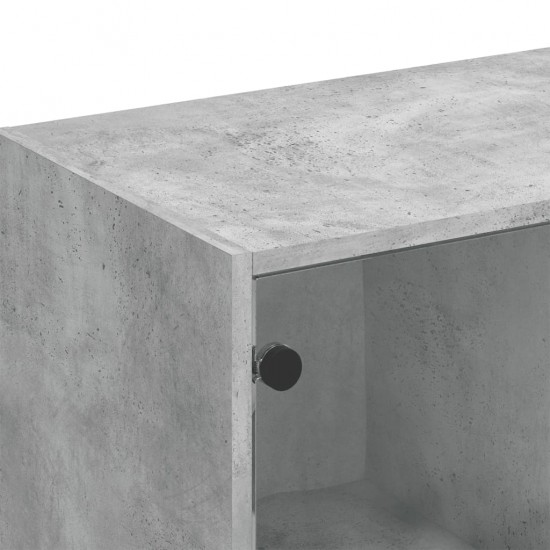 Knygų spinta su durelėmis, betono pilka, 136x37x109cm, mediena